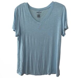 Emily B Light Blue V Neck Tee